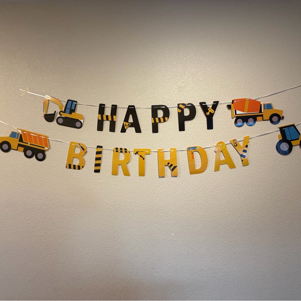 Construction Theme Happy Birthday Banner